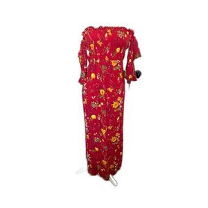 EXPRESS Floral Off The Shoulder Smocked Side Slit Bohemian Maxi Dress Size S